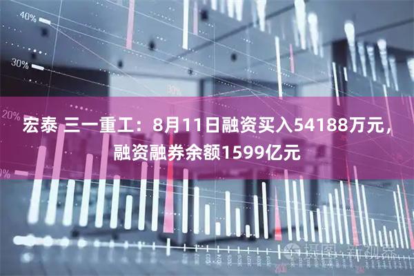 宏泰 三一重工：8月11日融资买入54188万元，融资融券余额1599亿元